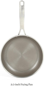 Martha Stewart Badgley Hybrid Nonstick 9.5 Inch TriPly Stainless Steel Fry Pan & Stay Cool Handle - Laser Etched Non-Toxic Perfect Sear Nonstick Skillet - Dishwasher and Induction Safe