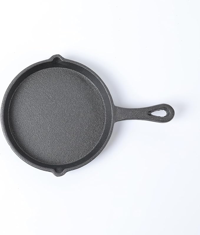 HAWOK Cast Iron Mini Skillet, Round Pan, Mini Server, DIA.5.3 inch, Black