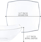 PLASTICPRO Disposable 64 ounce Square Serving Bowls, Party Snack or Salad Bowl, Large Plastic Crystal Clear Pack of 4