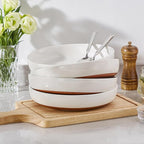 MALACASA 48 OZ Pasta Bowls Set of 4, Large Salad Serving Bowls for Kitchen, Ceramic Soup Bowls Pasta Plates for Dinner, Microwave Dishwasher Safe, Khaki White,Series TARA