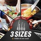 Food Grade Stainless Steel Kitchen Tongs for Cooking,BBQ - 7 ，9 and 12 Inch,Set of 3 Heavy Duty Locking Metal Food Tongs Non-Slip Grip