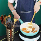 Gold Spatulas, Berglander Slotted Turner Titanium Gold Plating, Metal Turner For Cooking, Kitchen Barbecue Spatulas, Dishwasher Safe, Easy to Clean