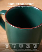 famiware Mercury Coffee Mugs 13 oz, Coffee Mugs Set of 4 with Handle, Cups for Latte, Hot Tea, Cappuccino, Mocha, Cocoa, Dark Green