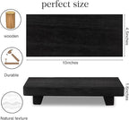 zoocatia Small Wood Tray Pedestal Stand Farmhouse Bathroom Decor Decorative Wooden Riser Kitchen Soap Dish Holder for Vanity, Counter, Sink, 10" x 4.5" - Black