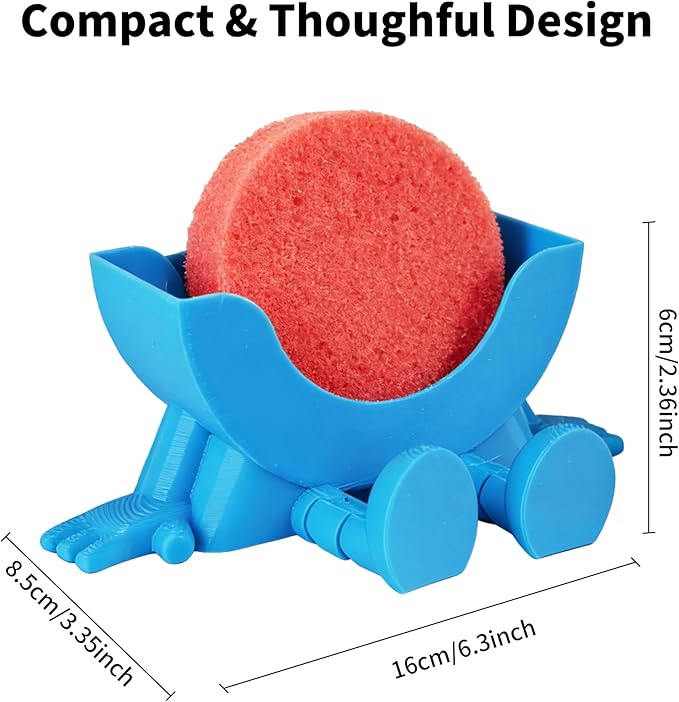 Cute Hanging Sponge Holder, Drainable Kitchen Sink Organizer, Scrub Sponge Stand Storage Rack with Smiley Design, Sink Accessories (Green)