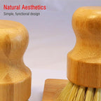 Bamboo Vegetable Brush Set, Natural Bristle Dish Brush with Holder, Eco Friendly Soft Dish Scrubber Kitchen Brush for Dishes
