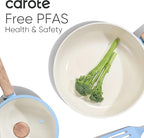 CAROTE 24pcs Ceramic Cookware Set, Pots and Pans Non Stick Kitchen Cookware Sets, Pots and Pans Set Cooking Set with Knife Set