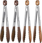 4Pcs Wooden Kitchen Tongs for Cooking Wooden Utensil Set Nonstick Kitchen Salad Tongs with Wood Tips Wood Tong for Serving Food Salads Flipping Burgers Grilling Cooking Tossing Salads