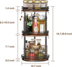 Lazy-Susan-Organizer-Spice-Rack, 3-Tier Rotating Spice Organizer For Kitchen-Cabinet-Countertop-Pantry, Turntable Seasoning Holder Storage Shelf With Adjustable Height