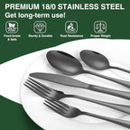 60-Piece Black Silverware Set with Organizer, AIVIKI Stainless Steel Flatware for 12, Cutlery Utensil Set for Home Restaurant, Tableware Includes Knife Fork Spoon Set, Mirror Polished