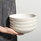 8 inch Pasta Bowls, 22 Oz Ceramic Serving Bowls Set of 4, Embossed Porcelain Salad Bowl, Serving Dishes for Pasta, Salad, Soup, Fruit, Housewarming Gift, Wedding Decor, Oven & Dishwasher Safe