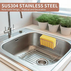 Soap Sponge Holder for Kitchen Sink Shower, No Drilling. Rustproof Stainless Steel, Wall Mounted Soap Holder Soap Tray Bar Holder with Suction Cups for Bathroom & Kitchen. Rose Gold.