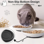 WROSWT Cat Food Bowl,Healthy Ceramic Cat Bowls for Indoor Cats,Anti Whisker Fatigue Cats Dishes Set,Shallow Wide Kitten Plates for Food and Water,Non-Slip Silicone Bottom,6 Pack