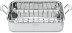 Cuisinart 16-Inch Roasting Pan, Induction Compatible Premium Rectangular Roaster Pan With Rack, Stainless Steel Roasting Pan with Rack, Large Capacity, Dishwasher Safe