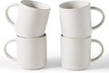 famiware Coffee Mug Set for 4, Star 16 oz Catering Mugs Cup Set with Handle for Coffee, Tea, Cocoa, Milk - Ceramic Stoneware Drinkware Set, Matte White