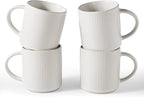 famiware Coffee Mug Set for 4, Star 16 oz Catering Mugs Cup Set with Handle for Coffee, Tea, Cocoa, Milk - Ceramic Stoneware Drinkware Set, Matte White