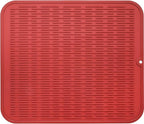 MicoYang Silicone Dish Drying Mat for Multiple Usage,Easy clean,Eco-friendly,Heat-resistant Silicone Mat for Kitchen Counter or Sink,Refrigerator or Drawer Liner Red XL 18 inches x 16 inches