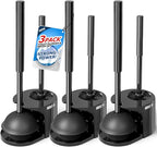 FORASTO 3Pack Toilet Brush and Plunger Set, Extended Handle Plunger,Toilet Bowl Brush Plunger Set,Bathroom Cleaning Tools,Toilet Brush Plunger Combo,Cleaning Brush,Cleaning Supplies(20inch)