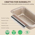 10-Piece Baking Pans Set, Bakeware Sets Nonstick, Baking Set for Oven Cooking, Stackable Carbon Steel Pans Include Cookie Sheets, Muffin Pan, Cake Pan, Pizza Pan, Loaf Pan, Roasting Pan, Gold