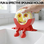 Cute Hanging Sponge Holder with Drainage & Legs, 3D Printed Funny Sink Stand for Round Sponges, Aesthetic Kitchen Sink Edge Organizer, Countertop Decor, Quick-Drying Storage Cleaning Gadget