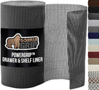 GORILLA GRIP powerGRIP Drawer Shelf and Cabinet Liner, Thick Strong Hold, Non-Adhesive Liners Protect Kitchen Cabinets and Cupboard, Bathroom Drawers, Easy Install, Breathable Mat, 12" x20', Charcoal