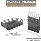 SpaceAid Pull Out Spice Rack Organizer for Cabinet, Heavy Duty Slide Out Seasoning Kitchen Organizer, Cabinet Organizer, with Labels and Chalk Marker, 6.5" W x10.75 D x2.5 H, 1 Drawer 1-Tier