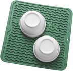 MicoYang Silicone Dish Drying Mat for Multiple Usage,Easy clean,Eco-friendly,Heat-resistant Silicone Mat for Kitchen Counter or Sink,Refrigerator or Drawer liner Green M 12 inches x 12 inches