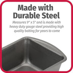 GoodCook Nonstick Loaf Pan Heavy-Duty Steel Bakeware with Easy-Clean Non-Stick Coating, Oven & Dishwasher Safe Pan for Meatloaf Breads Cakes Brownies Lasagnas Casseroles & More, 9 x 5-Inch, Gray