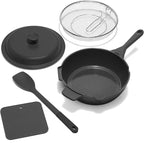 Granitestone ZUKA 10 in 1 Ceramic Pan, Large 12 Inch Saute Pan with Lid Serves as Deep Frying Pans Set with Steamer, Everyday Skillet, Non Toxic Ceramic Nonstick, Induction Oven & Dishwasher Safe