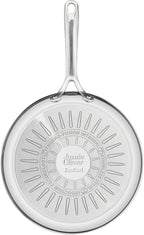 Jamie Oliver by T-fal Cook Smart 10-Piece Cookware Set, Uncoated Stainless Steel, Robust, Fast Heating, Even Cooking, Riveted Handle, Induction safe, Oven and dishwasher safe