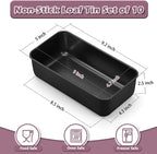 P&P CHEF Loaf Pan Set, 9 x 5 Inch Bread Pans, Stainless Steel Loaf Toast Baking Pans For Bread Meatloaf Lasagna Cake, Healthy & Non Toxic, Oven Safe& Easy Clean, (Black, 10Pcs)