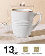 famiware Jupiter Coffee Mugs Set of 6, 13 oz Coffee Mug, Microwave and Dishwasher Safe, Coffee Cups with Handle for Coffee, Tea, Cocoa, Milk, White