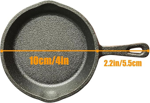 4 Inch Mini Cast Iron Skillet, Small Frying Pan Non Stick Mini Black Egg Pan Small Iron Plate Omelette Pan Suitable For Indoor and Outdoor Use Family Use(S)