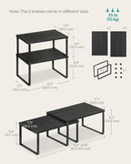 SONGMICS Cabinet Organizer Shelf, Set of 2 Kitchen Counter Shelves, Kitchen Storage, Spice Rack, Stackable, Expandable, Metal and Engineered Wood, Ink Black and Charcoal Black UKCS02B01 (Pack of 2)