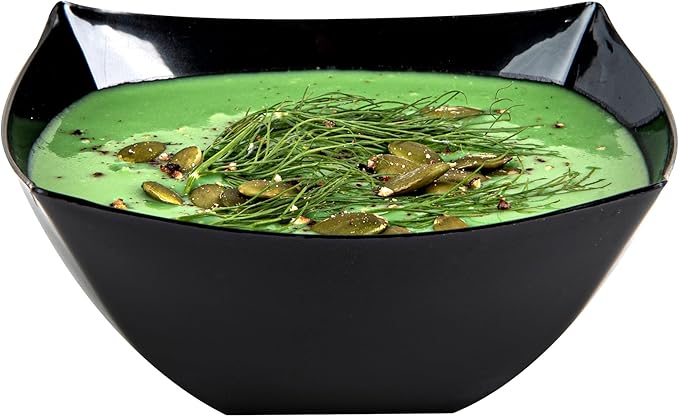 Restaurantware Moderna 8 Ounce Fancy Plastic Bowls 10 Square Disposable Salad Bowls - Durable Heavy-duty Black Plastic Bowls For Warm And Cold Foods
