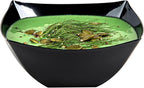 Restaurantware Moderna 8 Ounce Fancy Plastic Bowls 10 Square Disposable Salad Bowls - Durable Heavy-duty Black Plastic Bowls For Warm And Cold Foods