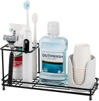 Toothbrush Holders for Bathrooms, Carbon Steel Tooth Brush Holder Electric Toothbrush and Toothpaste Organizer Bathroom Accessories for Countertop, Shower, Sink - Black