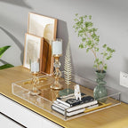 NIUBEE Clear Serving Tray 12x16 Inches -Spill Proof- Acrylic Decorative Tray Organiser for Ottoman Coffee Table Countertop with Round Handles
