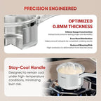 SUNHOUSE- 2 Quarts Stainless Steel Sauce Pan with Lid - PFOA-FREE, Stainless Steel Sauce Pan, Advanced Impact Bonding Induction Base, Stay-Cool Handle, Compatible with All Cooktops