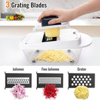 12 Blade All-in-1 Vegetable Chopper Mandoline Slicer with Container, Spiralizer with Containers, Food Chopper, Onion Chopper, Veggie Cutter for Salad, Kitchen Gadgets Accessories Essentials, White