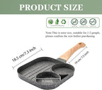 JUSTUP Nonstick Egg Frying Pan, Mini 3-in-1 Nonstick Pan Divided Grill Frying Pan, Heat Resistant Handle 3 Section Skillet Mini Pancake Pan, Cooking Pan for Breakfast, Egg, Bacon and Burgers, 7.3 in
