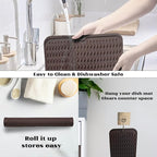 ZLR Silicone Dish Drying Mat & Heat Resistant Trivet (12" x 16") - Waterproof Counter Protector for Air Fryer, Coffee Maker - Non-Slip, BPA Free Kitchen Pad, Easy Clean Dishwasher Safe (Coffee)