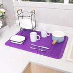 MicoYang Silicone Dish Drying Mat for Multiple Usage,Easy clean,Eco-friendly,Heat-resistant Silicone Mat for Kitchen Counter or Sink,Refrigerator or Drawer Liner Purple 3XL 28 inches x 18 inches