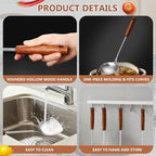 304 Stainless Steel Kitchen Utensils Set, 6 Pcs Long Cooking Utensils Set with Wooden Handle, Large Heat Resistant Kitchen Tools(Dishwasher Safe)