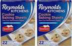 Reynolds Kitchens Cookie Baking Sheets, Pre-Cut Baking Parchment Paper Sheets for Cookies, Oven-Safe up to 425 Degrees, Reusable Up to 3X, No-Mess Cleanup, 12 in x 16 in, 22 Count (Pack of 2)