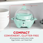 Dash Rapid Egg Cooker - Boiler, Poacher & Steamer - Includes Measuring & Recipe Guide - Dishwasher Safe - BPA Free - Holds 7 Eggs, Aqua