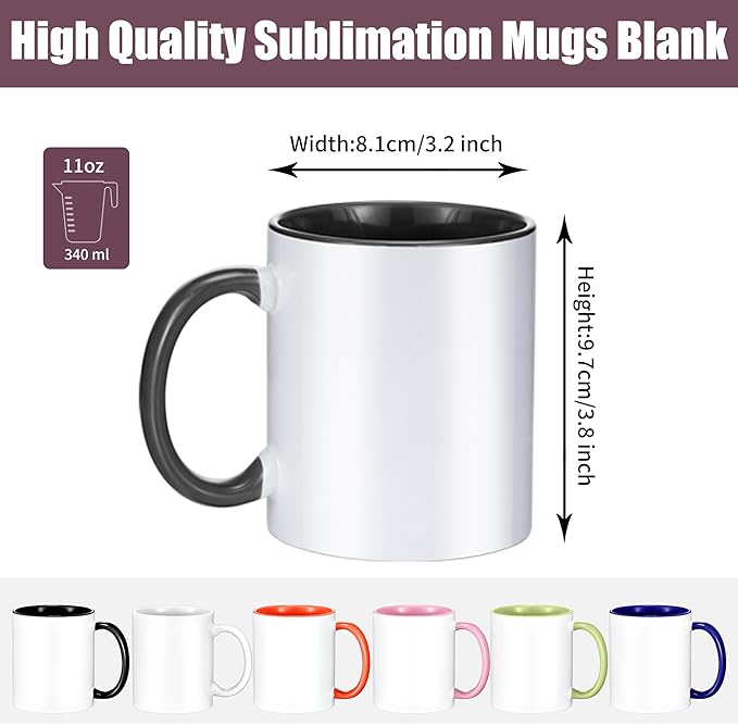 TANGLONG Sublimation Mugs 11 oz Set of 12 Sublimation Blank with Box Bulk Coffee Mugs Coffee Cups Tazas Para Sublimar 6 Assorted Colors