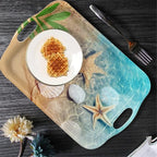 Serving Tray Decorative Tray with Handles Multi-Purpose Rectangular Serving Trays for Restaurant, Parties, Coffee Table, Kitchen - Starfish Beach