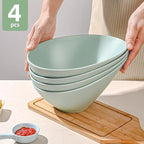 LOVYANXUE Bamboo Fiber Salad Bowls, 4 Packs Serving Bowls Blue Green, Compostable 33 Ounce Elegant Angled Bowls for Salad, Pasta, Soup, Prep, Ideal for Home and Restaurant