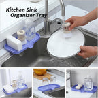 MicoYang Silicone Bathroom Soap Dishes with Drain Spout-Bathroom and Kitchen Sink Organizer,Sponge Holder,Dish Soap Tray,Perfect for Dispenser,Scrubber,Bottle on Sink or Counter-Light Purple 9.6"×5.3"